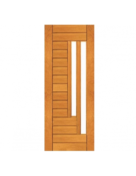 Porta Contemporânea com Visor Duplo - Madeira Maciça - Angelim