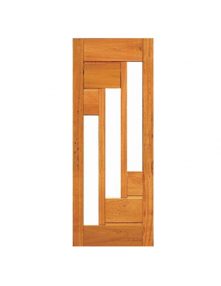 Porta Estrelar com Visor Triplo - Madeira Maciça - Angelim