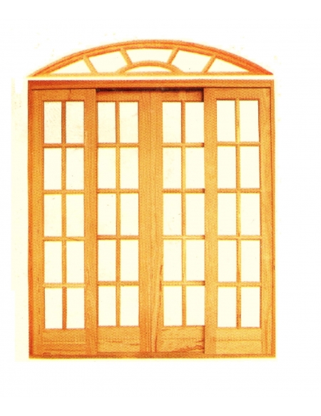 Porta Correr Vidrinho Colonial 04 Folhas - Angelim