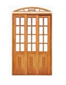 Porta Correr Almofada e Vidrinho Colonial - 03 Folhas - Angelim