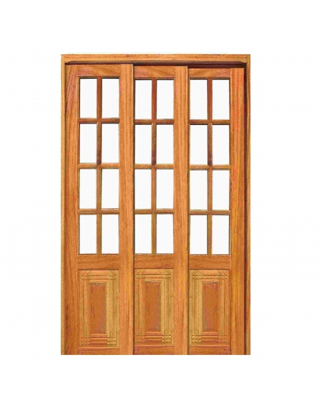 Porta Correr Almofada e Vidrinho Reta - 03 Folhas - Angelim