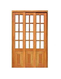 Porta Correr Almofada e Vidrinho Reta - 03 Folhas - Angelim