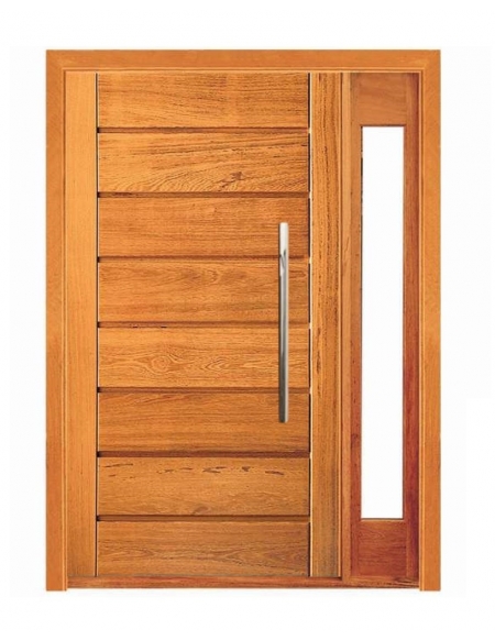 Porta Pivotante Horizontal com Visor Lateral - Madeira Maciça - Angelim