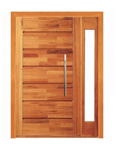 Porta Pivotante Pontal com Visor Lateral - Madeira Maciça - Angelim