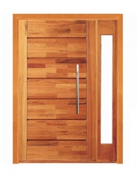 Porta Pivotante Pontal com Visor Lateral - Madeira Maciça - Angelim