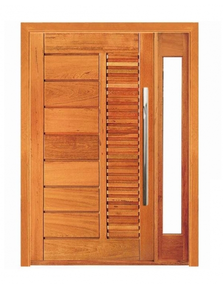 Porta Pivotante Donato com Visor Lateral - Madeira Maciça - Angelim