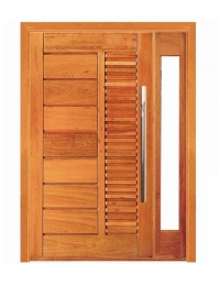 Porta Pivotante Donato com Visor Lateral - Madeira Maciça - Angelim