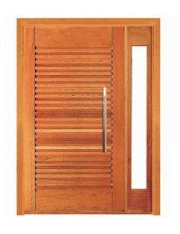Porta Pivotante Buritis com Visor Lateral - Madeira Maciça - Angelim