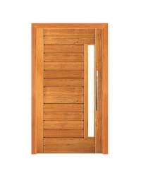 Porta Pivotante Contemporânea com Visor - Madeira Maciça - Angelim